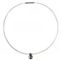 Collier câble acier blanc avec perle de culture