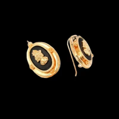 Boucles d'oreilles Créoles Onyx Madras
